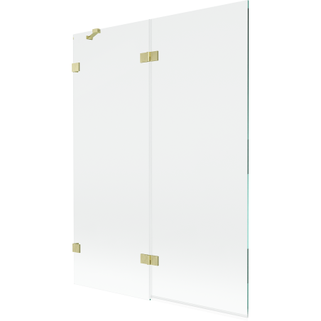 Mexen Lunar sprchová zástena 2-krídlová ľavá 130 x 150 cm, priehľadná, zlatá kartáčovaná - 897-130-100-55-00-L