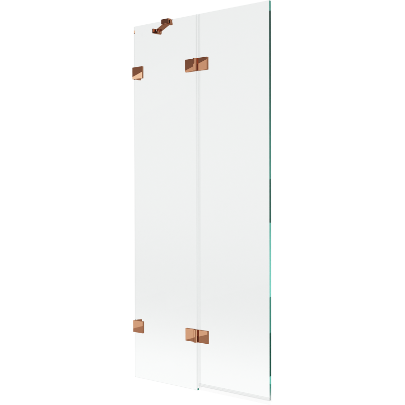 Mexen Lunar vaňový paraván, 2-krídlový, ľavý, 80 x 150 cm, transparentný, ružové zlato - 897-080-100-60-00-L