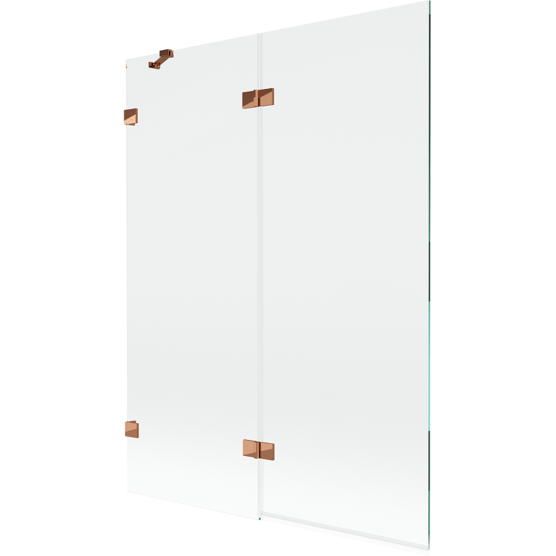 Mexen Lunar dvojdverový vaňový dvere ľavý 130 x 150 cm, transparentný, ružové zlato - 897-130-100-60-00-L