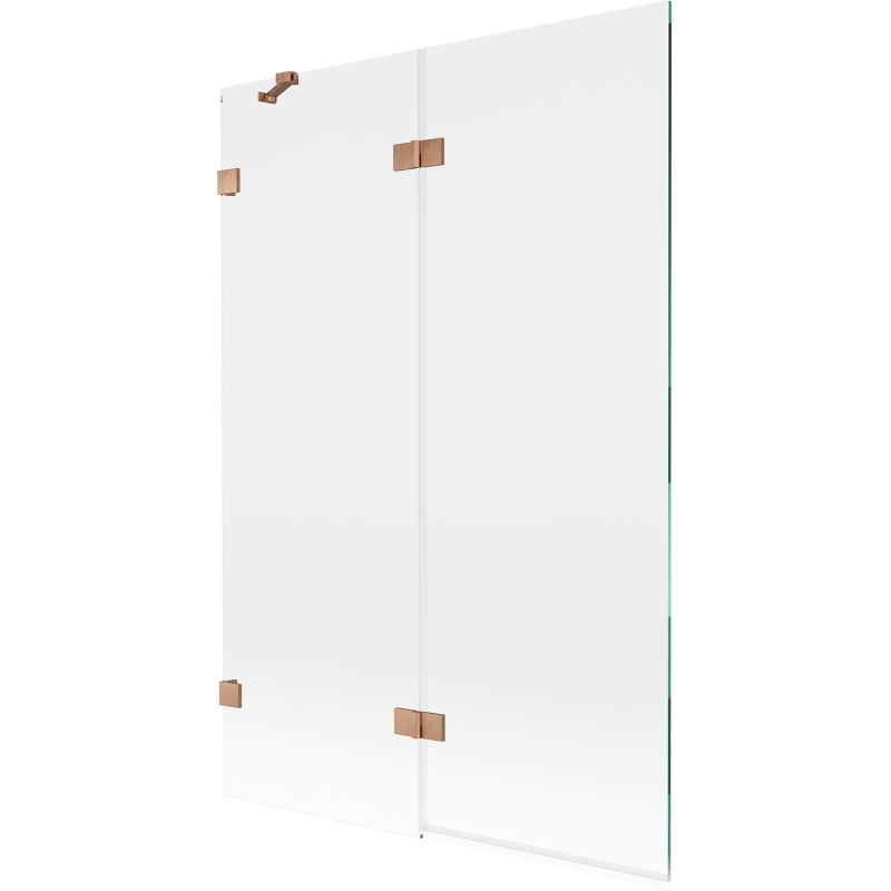 Mexen Lunar dvojkrídlový ľavý vaňový paraván 120 x 150 cm, transparentný, brúsená meď - 897-120-100-65-00-L