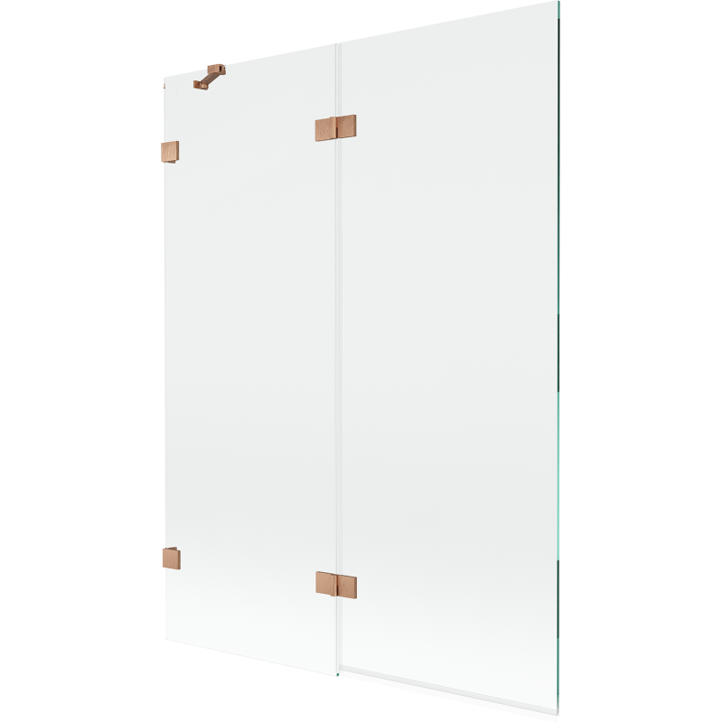 Mexen Lunar vaňová zástena 2-krídlová ľavá 130 x 150 cm, transparentná, brúsená meď - 897-130-100-65-00-L