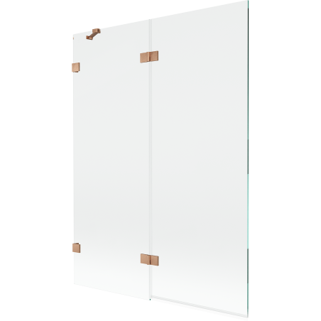 Mexen Lunar sprchová zástenna dvojkrídlová ľavá 130 x 150 cm, transparentná, brúsená meď - 897-130-100-65-00-L