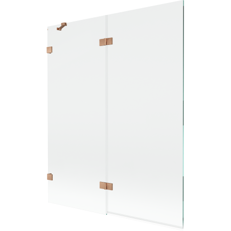 Mexen Lunar dvojkrídlová vaňová zástena ľavá 140 x 150 cm, transparentná, kartáčovaná meď - 897-140-100-65-00-L