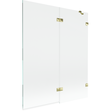 Mexen Lunar sprchová zástena 2-krídlová pravá 140 x 150 cm, transparentná, zlatá - 897-140-100-50-00-P