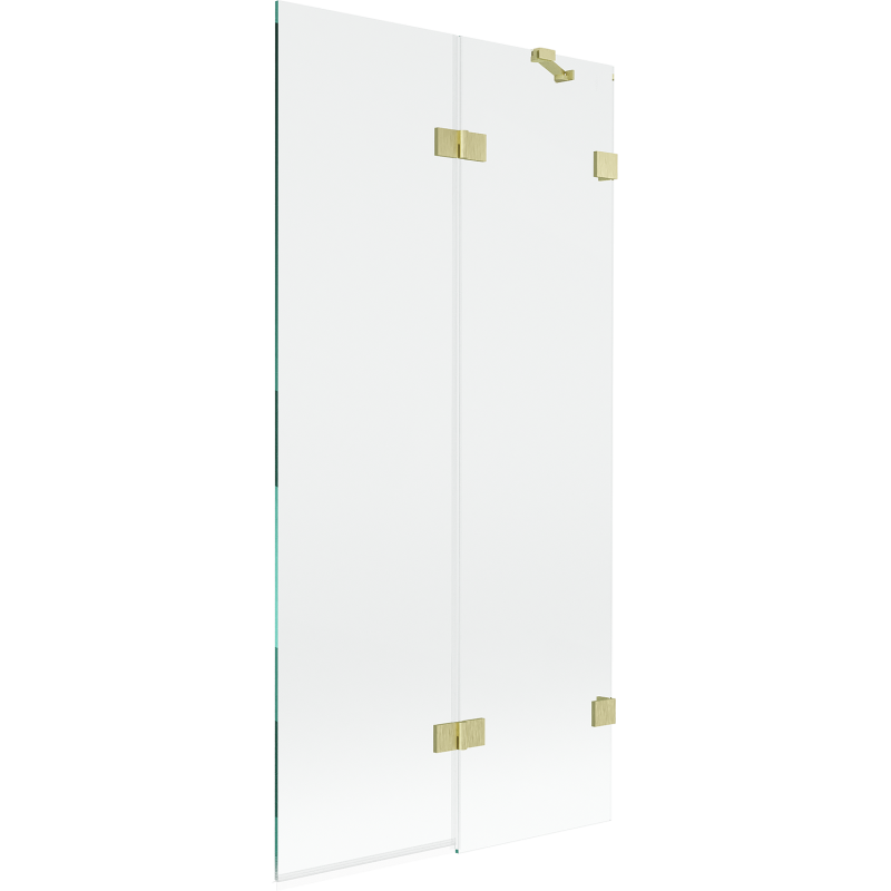 Mexen Lunar dvojkrídlový sprchový paraván pravý 90 x 150 cm, transparentný, zlatý kartáčovaný - 897-090-100-55-00-P