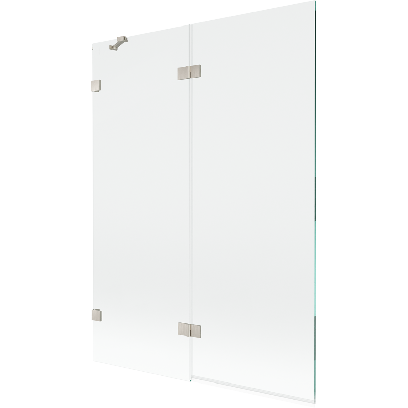 Mexen Lunar paravan na vaňu 2-krídlový ľavý 130 x 150 cm, transparentný, brúsený nikel - 897-130-100-97-00-L