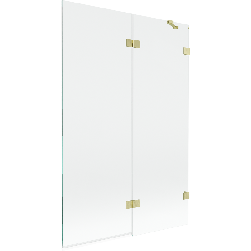 Mexen Lunar paraván na vaňu 2-krídlový pravý 120 x 150 cm, transparentný, zlatý kartáčovaný - 897-120-100-55-00-P