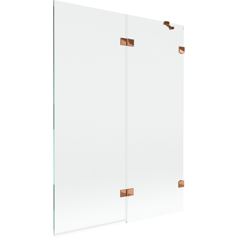 Mexen Lunar sprchová zástenka 2-krídlová pravá 130 x 150 cm, transparentné, ružové zlato - 897-130-100-60-00-P