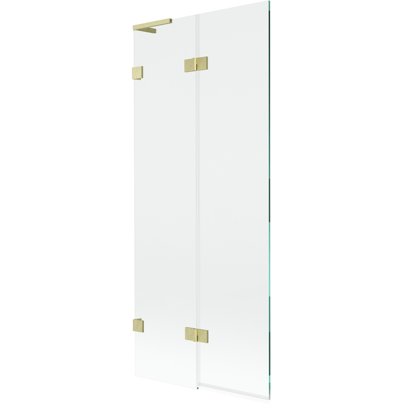 Mexen Lunar L sprchová stena do vane 2-krídlová ľavá 80 x 150 cm, transparentná, zlatá kartáčovaná - 897L-080-100-55-00-L