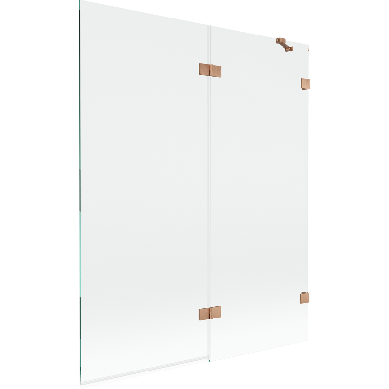Mexen Lunar sprchový kút 2-krídlový pravý 140 x 150 cm, transparentný, kartáčovaná meď - 897-140-100-65-00-P