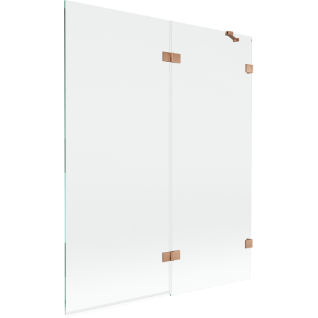 Mexen Lunar sprchový kút 2-krídlový pravý 140 x 150 cm, transparentný, kartáčovaná meď - 897-140-100-65-00-P