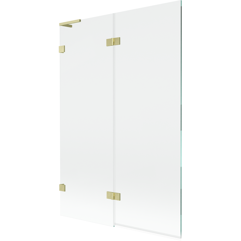 Mexen Lunar L vaňová priečka 2-krídlová ľavá 120 x 150 cm, transparentná, zlatá kartáčovaná - 897L-120-100-55-00-L