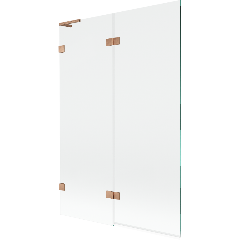 Mexen Lunar L vaňová zástena 2-dielna ľavá 120 x 150 cm, transparentná, brúsená meď - 897L-120-100-65-00-L