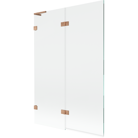 Mexen Lunar L vaňová zástena, dvojkrídlová ľavá 120 x 150 cm, transparentná, kartáčovaná meď - 897L-120-100-65-00-L