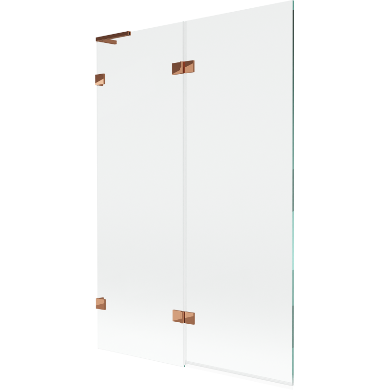 Mexen Lunar L paraván na vaňu 2-krídlový ľavý 120 x 150 cm, transparentný, ružové zlato - 897L-120-100-60-00-L