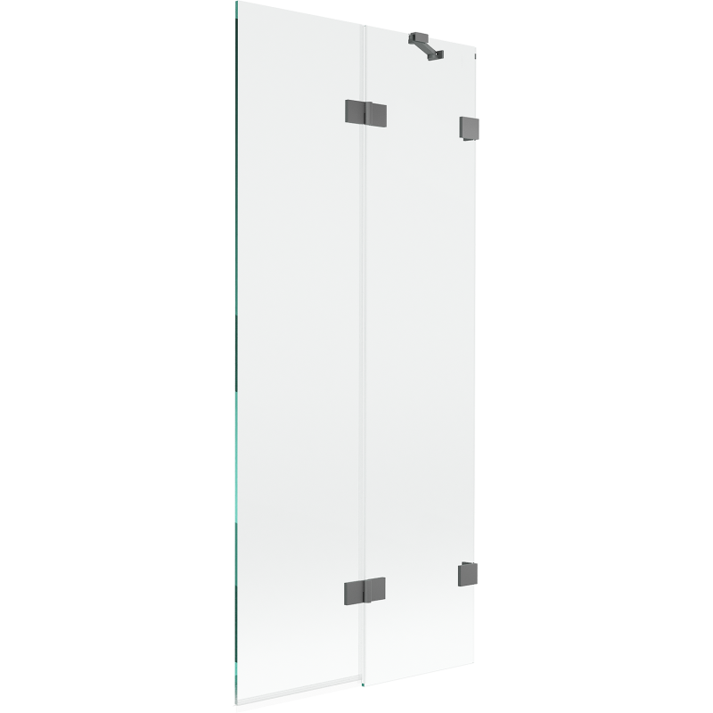 Mexen Lunar dvojkrídlový sprchový záves pravý 80 x 150 cm, transparentný, gun metal - 897-080-100-95-00-P