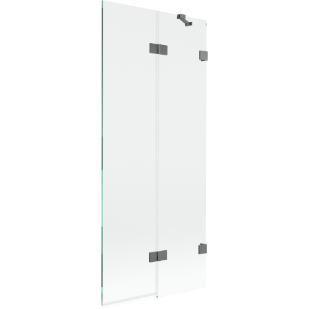 Mexen Lunar dvojkrídlový sprchový záves pravý 80 x 150 cm, transparentný, gun metal - 897-080-100-95-00-P