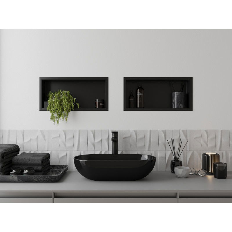 Mexen X-Wall-R Nástenná polica s lemom 45 x 20 cm, čierna - 1970452010