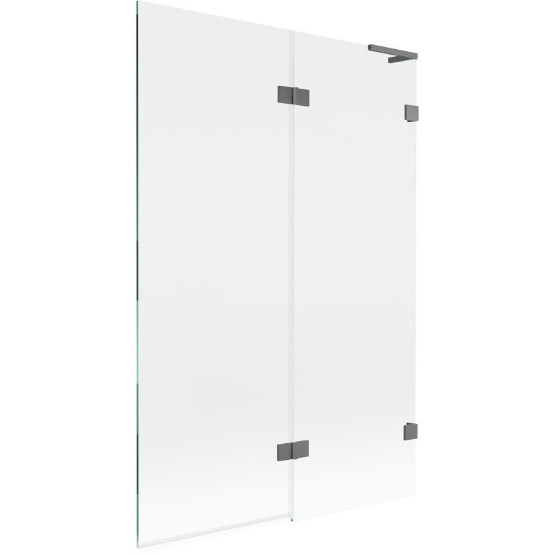 Mexen Lunar L paraván na vaňu 2-krídlový pravý 120 x 150 cm, transparentný, gun metal - 897L-120-100-95-00-P