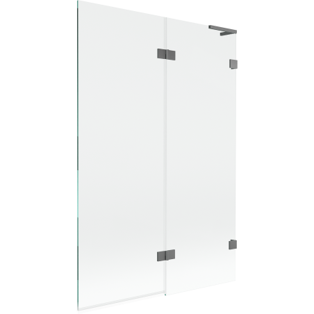 Mexen Lunar L paraván na vaňu 2-krídlový pravý 120 x 150 cm, transparentný, gun metal - 897L-120-100-95-00-P