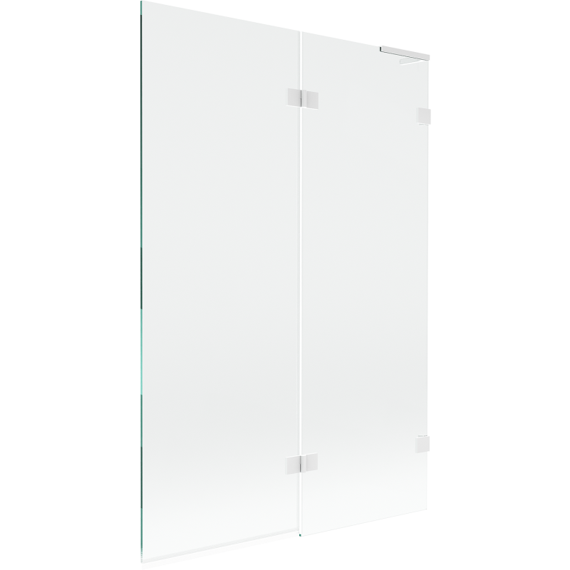 Mexen Lunar L vaňová priehradka 2-krídlová pravá 120 x 150 cm, transparentná, biela - 897L-120-100-20-00-P