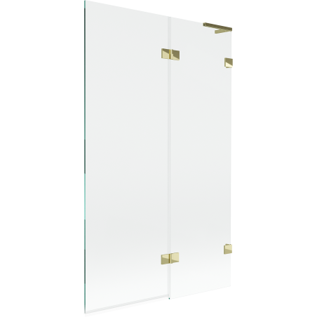 Mexen Lunar L vaničková zábrana 2-krídlová pravá 110 x 150 cm, transparentná, zlatá - 897L-110-100-50-00-P