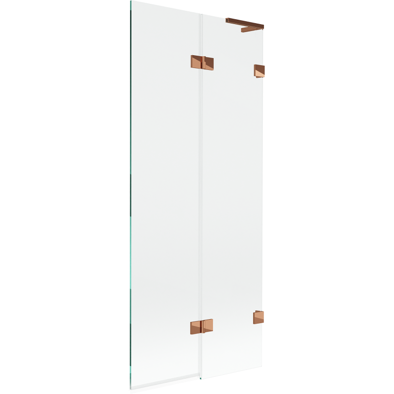 Mexen Lunar L vaňová zástena, 2-krídlová, pravá, 80 x 150 cm, transparentná, ružové zlato - 897L-080-100-60-00-P