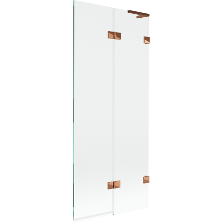 Mexen Lunar L vaňová zástena, 2-krídlová, pravá, 80 x 150 cm, transparentná, ružové zlato - 897L-080-100-60-00-P