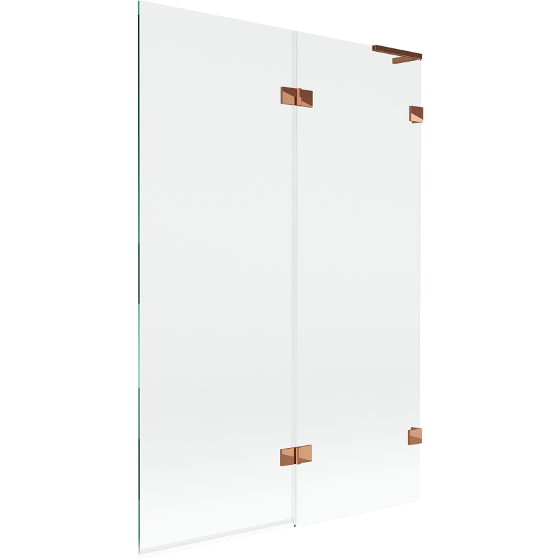 Mexen Lunar L dvojkrídlová vaňová zástena pravá 120 x 150 cm, transparentná, ružové zlato - 897L-120-100-60-00-P