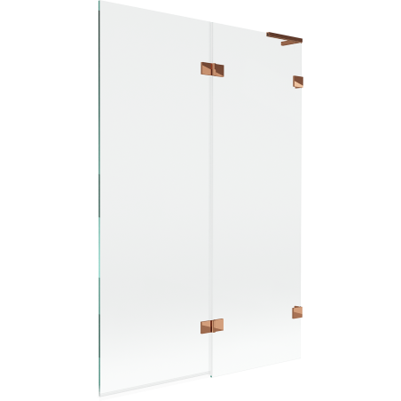 Mexen Lunar L dvojkrídlová vaňová zástena pravá 120 x 150 cm, transparentná, ružové zlato - 897L-120-100-60-00-P