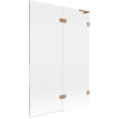 Mexen Lunar L vaňová zástena 2-krídlová pravá 120 x 150 cm, transparentná, brúsená meď - 897L-120-100-65-00-P