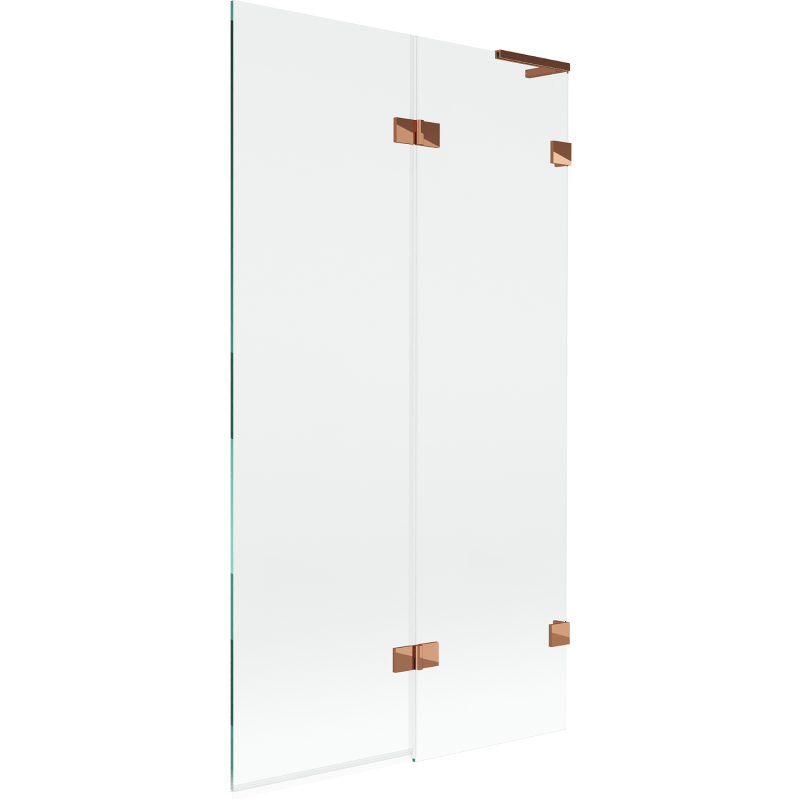 Mexen Lunar L vaňová zástena dvojkrídlová pravá 100 x 150 cm, transparentná, ružové zlato - 897L-100-100-60-00-P
