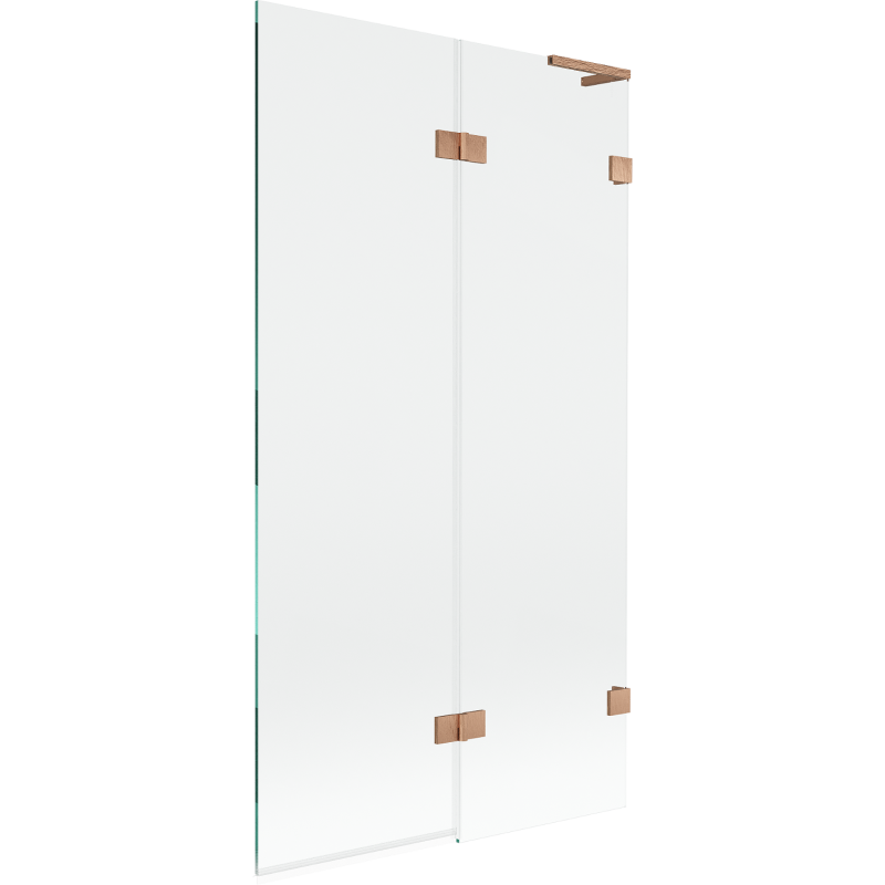 Mexen Lunar L vaňová zástena dvojdielna pravá 100 x 150 cm, transparentná, brúsená meď - 897L-100-100-65-00-P