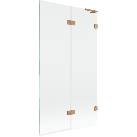 Mexen Lunar L dvojkrídlová sprchová zástena pravá 100 x 150 cm, priehľadná, brúsená meď - 897L-100-100-65-00-P