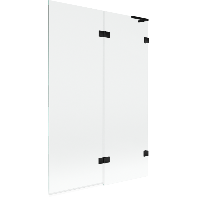 Mexen Lunar L vaňa s 2-dverovým pravým sprchovacím panelom 120 x 150 cm, priehľadný, čierny - 897L-120-100-70-00-P