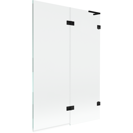 Mexen Lunar L vaňa s 2-dverovým pravým sprchovacím panelom 120 x 150 cm, priehľadný, čierny - 897L-120-100-70-00-P