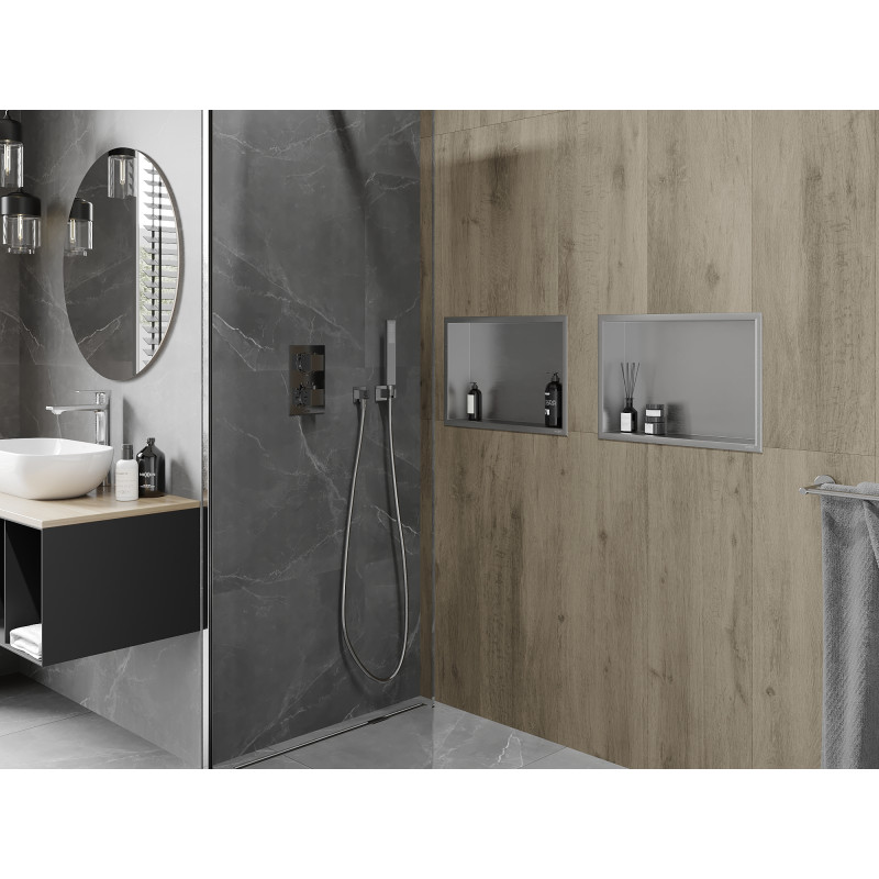 Mexen X-Wall-R nástenná polica s prírubou 45 x 30 cm, inox - 1910453010
