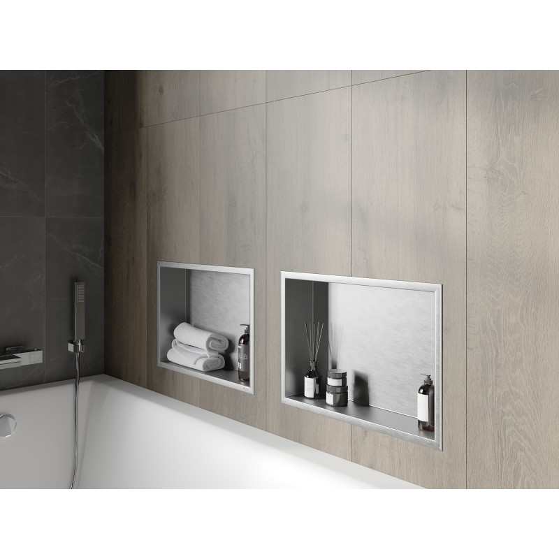 Mexen X-Wall-R nástenná polica s prírubou 45 x 30 cm, inox - 1910453010