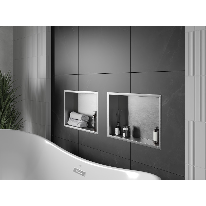 Mexen X-Wall-R nástenná polica s prírubou 45 x 30 cm, inox - 1910453010