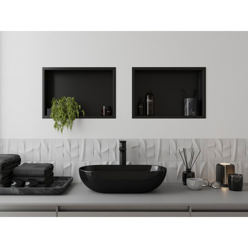 Mexen X-Wall-R vstavaná polica s prírubou 45 x 30 cm, čierna - 1970453010