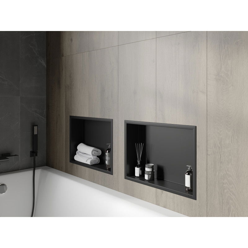 Mexen X-Wall-R vstavaná polica s prírubou 45 x 30 cm, čierna - 1970453010