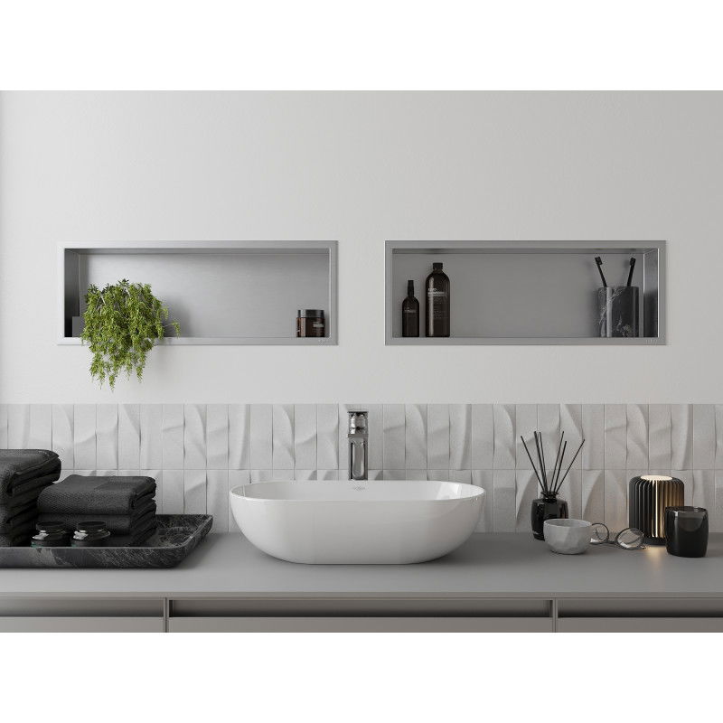 Mexen X-Wall-R nástenná polica s lemom 60 x 20 cm, nerez - 1910602010