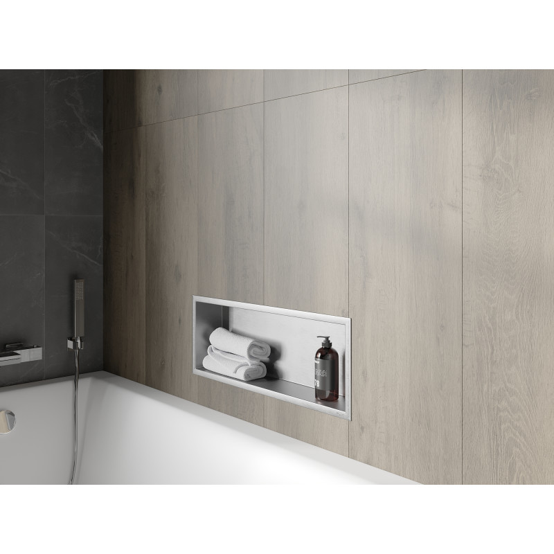 Mexen X-Wall-R nástenná polica s golierom 60 x 20 cm, inox - 1910602010