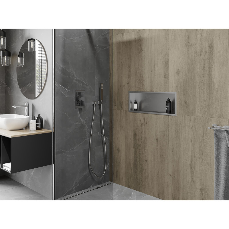 Mexen X-Wall-R nástenná polica s golierom 60 x 20 cm, inox - 1910602010