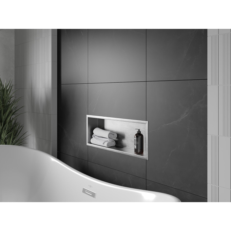 Mexen X-Wall-R nástenná polica s golierom 60 x 20 cm, inox - 1910602010