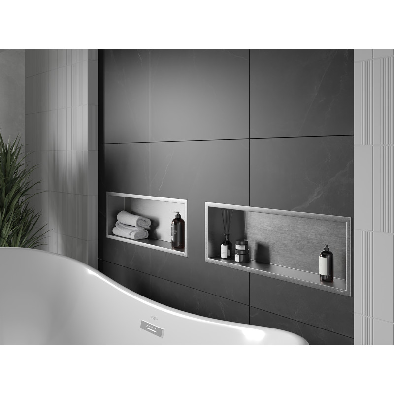 Mexen X-Wall-R nástenná polica s golierom 60 x 20 cm, inox - 1910602010