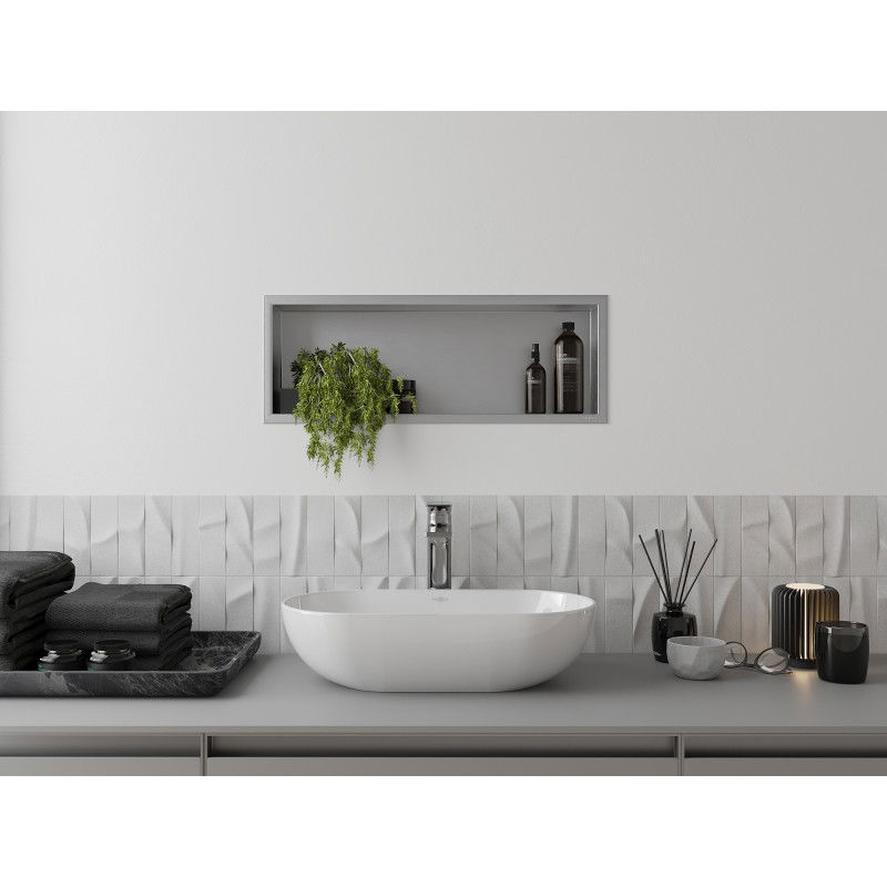 Mexen X-Wall-R nástenná polica s lemom 60 x 20 cm, nerez - 1910602010