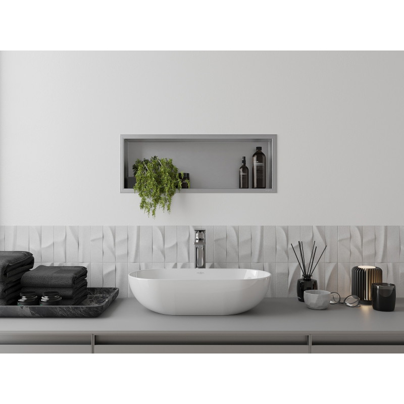 Mexen X-Wall-R nástenná polica s prírubou 60 x 20 cm, inox - 1910602010