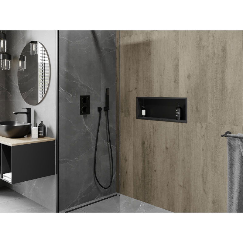 Mexen X-Wall-R nástenná polica s límcom 60 x 20 cm, čierna - 1970602010