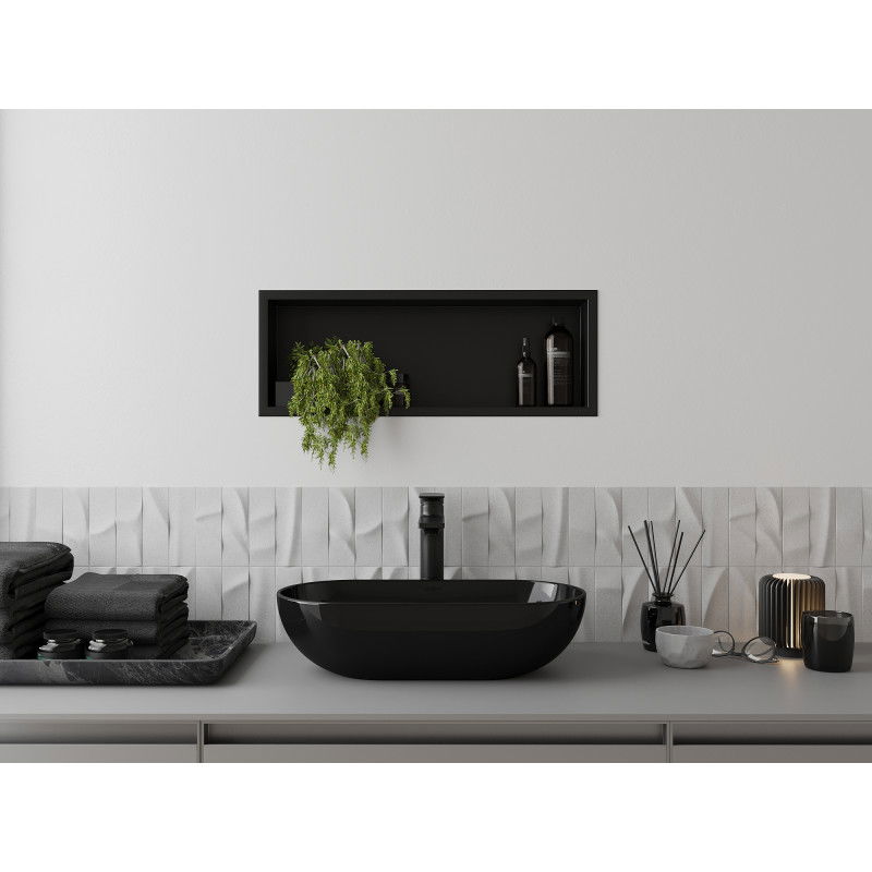 Mexen X-Wall-R nástenná polica s límcom 60 x 20 cm, čierna - 1970602010